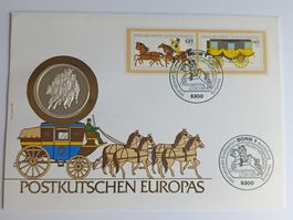 Numisbrief Postkutschen Europas mit Silbermedaille ab 1 Fr.!