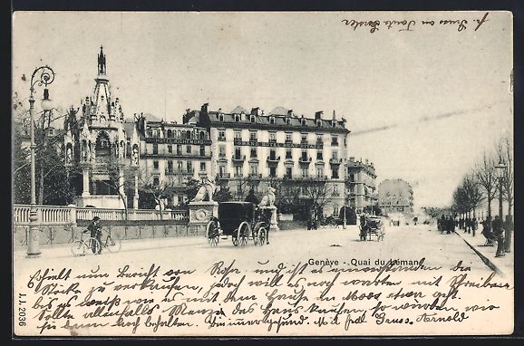 Cartoline postali: AK Genève, Quai du Léman, 1901 – Usato da Berlin venduto da bartko-reher