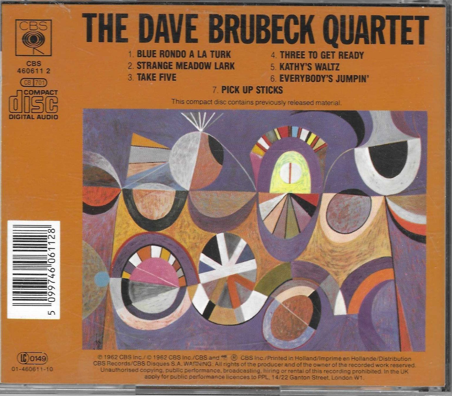 CD: THE DAVE BRUBECK QUARTET  -  TIME OUT – Usato da Bex venduto da Giorgiob 1
