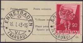 Vollstempel: ENNETBADEN: 16.JAN.1943, Nr.247 - klarer-O !!