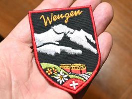 VINTAGE Badge WENGEN  nos ST. GALLER STICKEREI bahn