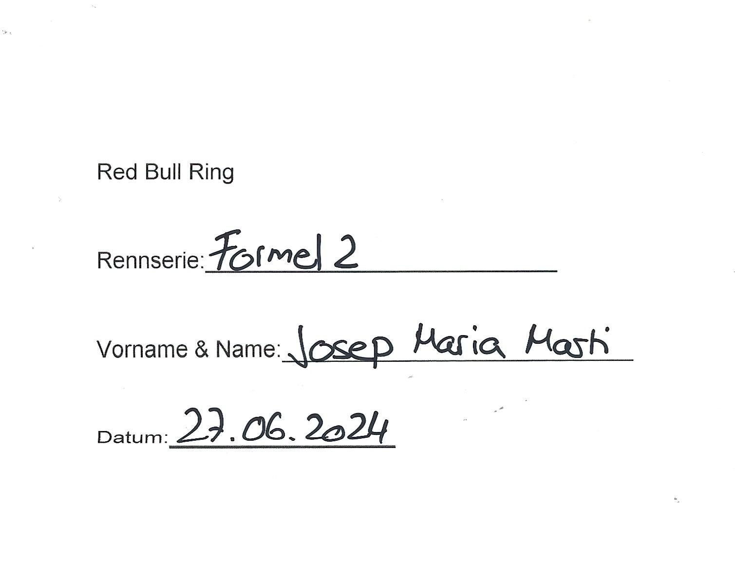 Autografi: Karte Josep Maria Marti, Formel 2 – Usato da Aarburg venduto da Hktm 1