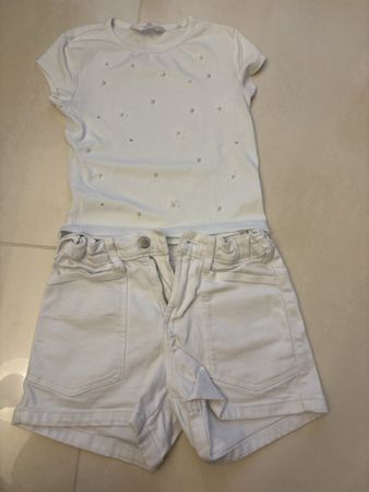Haut + short blanc 140-146 cm