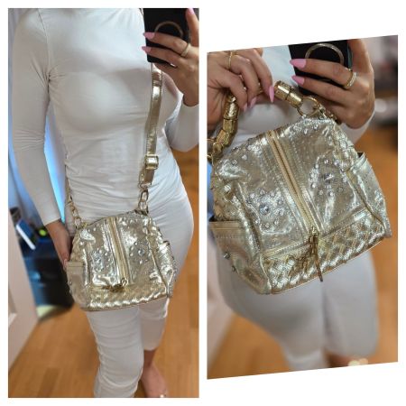 Goldene Tasche mit Metallhenkel, wie neu