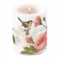 NEUE Kerze Ambiente Sophie Rosen mit Vogel 9cm - 240203