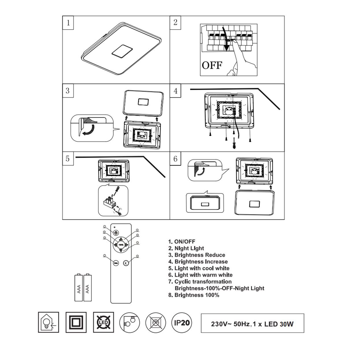 Lampadari & plafoniere: LED Deckenleuchte, Dimmer, 40 cm x 40 cm – Nuovo (secondo la descrizione) da Kreuzlingen venduto da Smart-Light 5