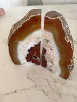 Paire de serre-livres en agate naturelle geode hauteur 16cm