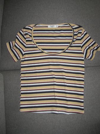Shirt gelb-blau gestreift kurzarm, M, Daphnea Paris