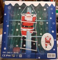 Weihnachtsmann Leiter Deko mit Lichter, Top Zustand!