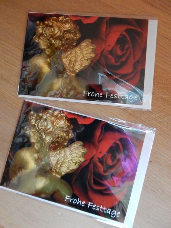 10 spezielle Weihnachtskarten Engel + Rose NEU mit Umschlag Kaufen