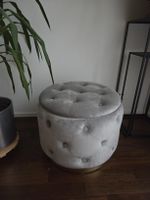Runder Sitzhocker mit Stauraum Samt Grau