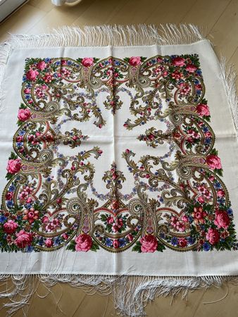 Authentic Pavlovo Posad Russian Shawl Scarf Soft 100% Wool