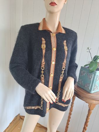 CASTEL D'AMORE Mohair Cardigan Strickjacke Jacke 44 M / L 80