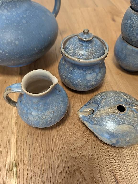 Set di piatti: Tee Set Töpferei handgefertigt blau – Usato da Laufen venduto da laufetaler 3