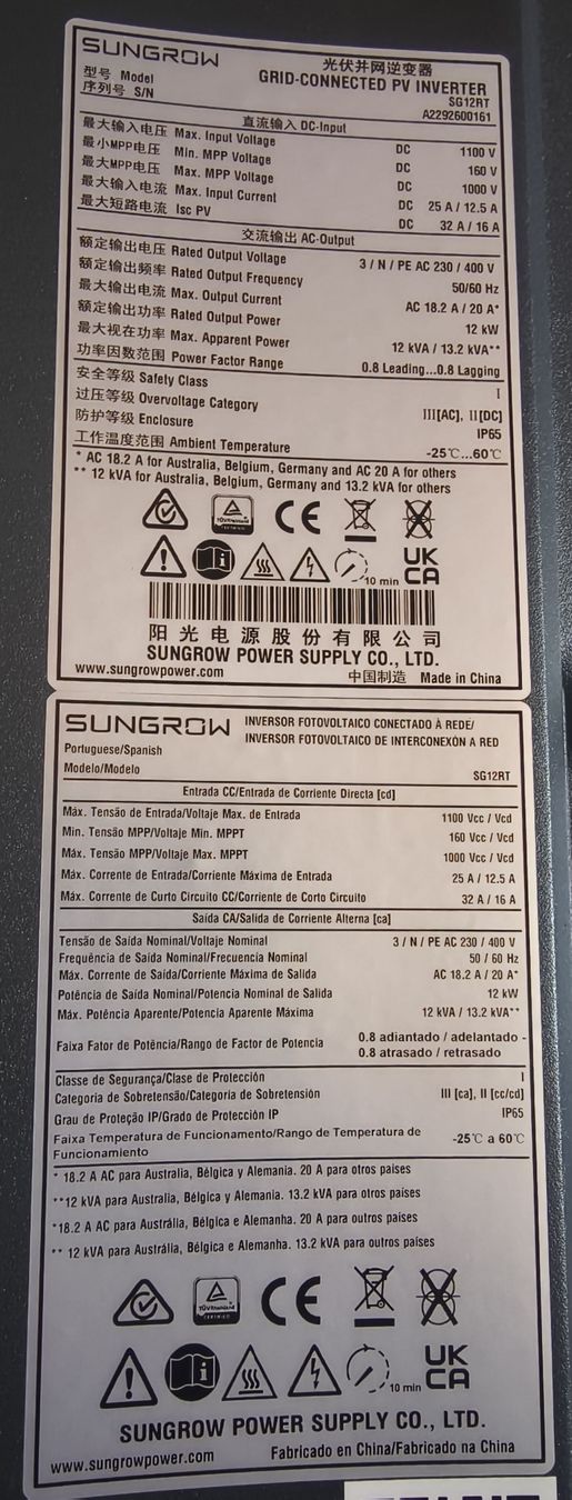 Inverter: Onduleur SUNGROW SG12RT 12 kW – Usato da Delley venduto da L_Usine_3D