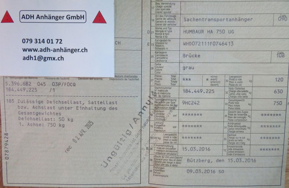 Sachentransportanhänger Humbaur HA 750 UG 750kg ungebremst 8