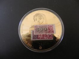 Grosse Medaille 500 Franken Banknote Erstausgabe 1957