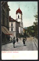 AK Baden, Partie an der Badstrasse, 1909