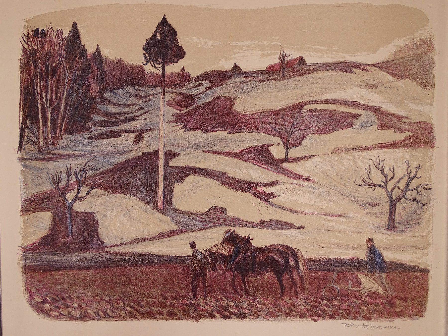 Grafica & Litografie: FELIX HOFFMANN: LITHOGRAPHIE PFLÜGENDE – Usato da Grüningen venduto da Kartensammler 2