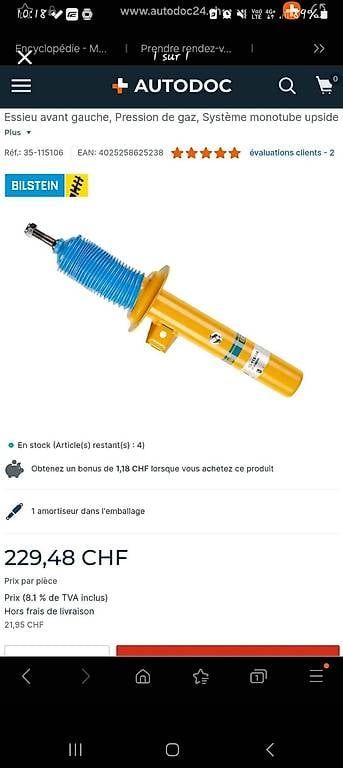 Tutti pezzi di ricambio auto: Amortisseur neuf bmw e46 bilstein b8 – Usato da Ursy venduto da iva_xgq7