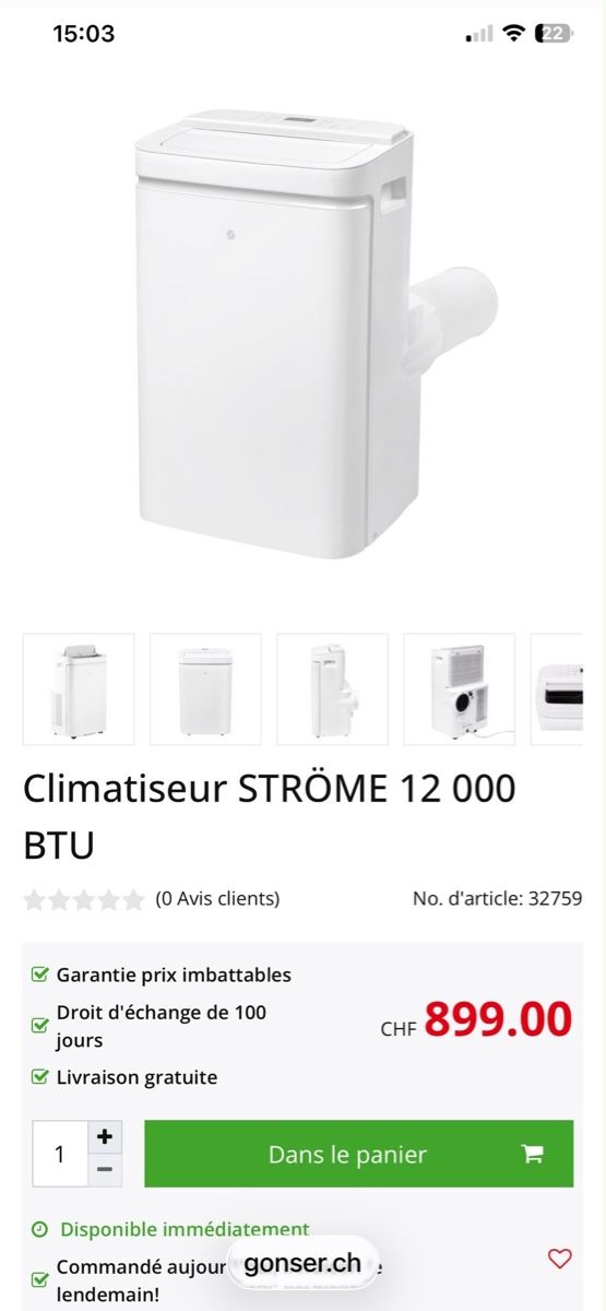 Climatiseurs: Climatiseur  – Neuf avec emballage d'origine à La chaux de fonds par thb71