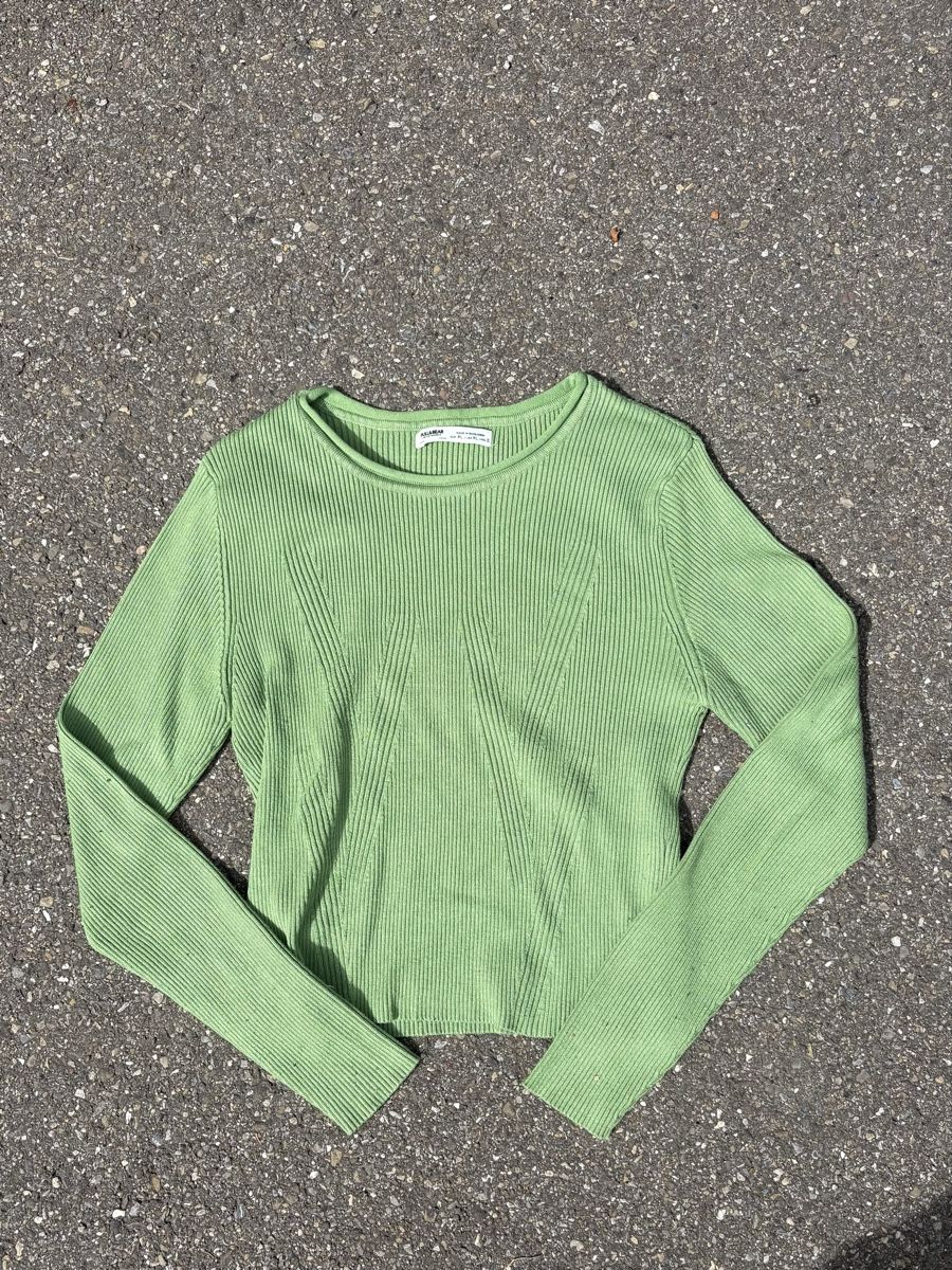 Pull&Bear Top: grünes Longsleeve Top, pull and bear – Usato da Zürich venduto da felisclothes25