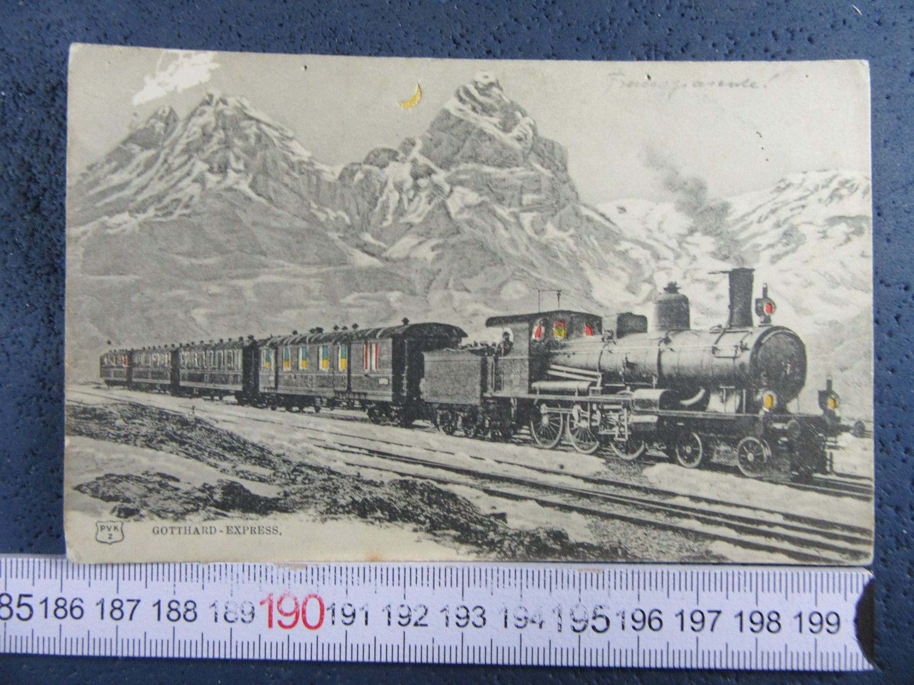 Cartoline postali: GOTTHARD-EXPRESS DAMPFZUG 1906 URI AK WAR GENADELT FLECK – Usato da Ettingen venduto da Hausi4711