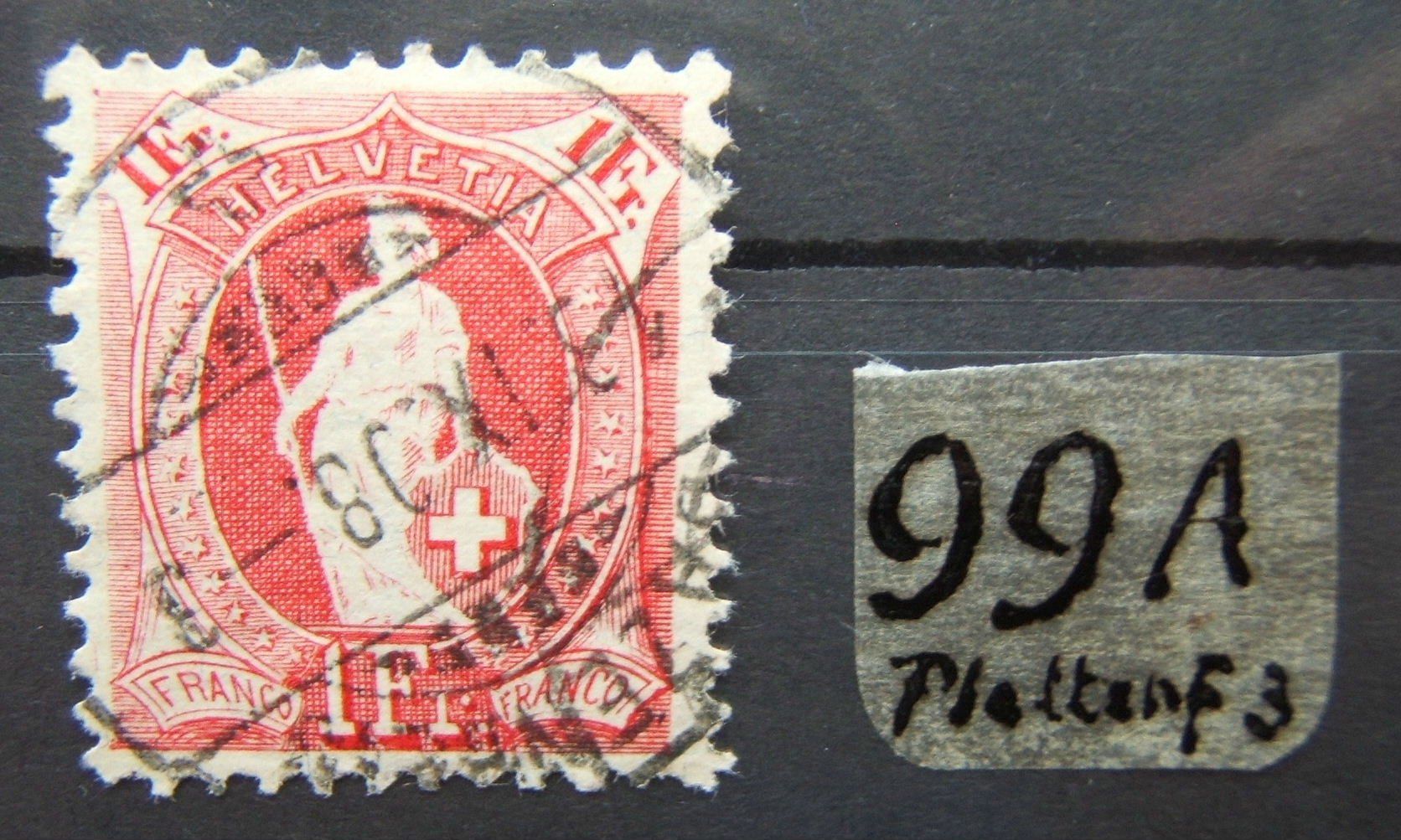 Tutti i francobolli: ABART STEHENDE HELVETIA - PLATTENFEHLER – Usato da Brunnen venduto da Nonne04