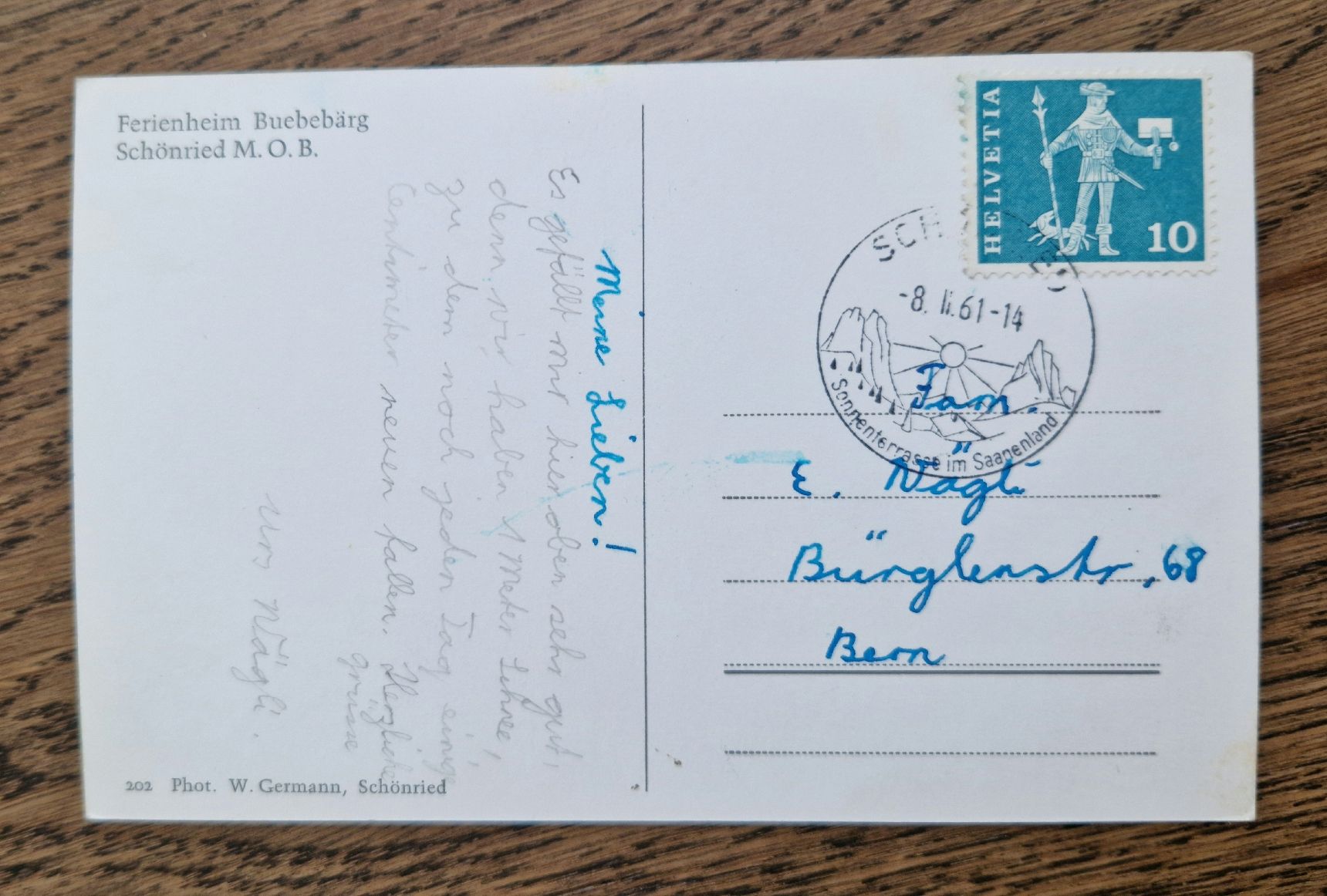 Cartoline postali: Schönried Ferienheim Buebebärg 1961 – Usato da Ebikon venduto da Donar50 1
