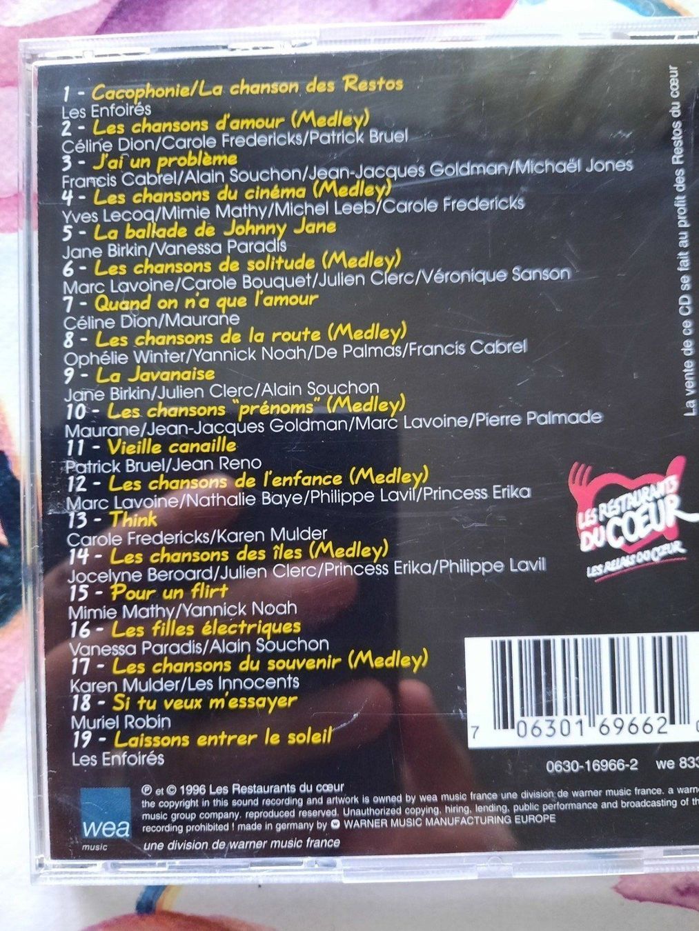 CDs: CD La soirée des enfoirés 96 – D'occasion à Pully par bro_n52j 2