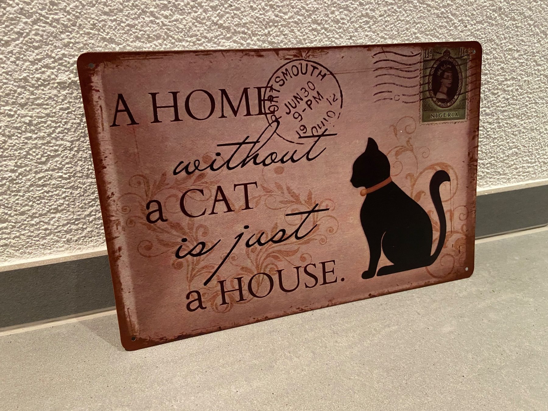 Schilder: A HOME  a CAT Vintage Blechschild Neu – Neu und originalverpackt aus Seon von Aaargauer01 5