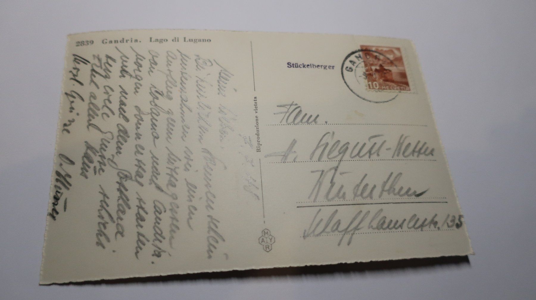 Cartoline postali: Gandria  Lago di Lugano  1948 – Usato da Cormoret venduto da Pascalll2001 3