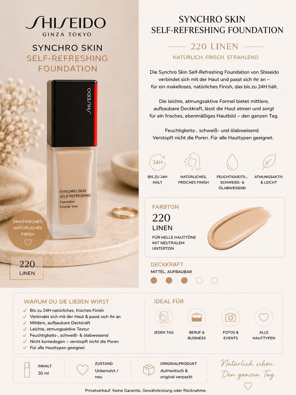 Make-up: Shiseido Synchro Skin Self-Refreshing Foundation – Nuovo (secondo la descrizione) da Würenlos venduto da cessna95