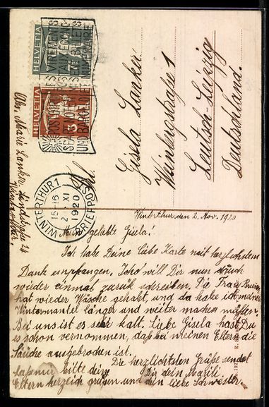 Ansichtskarten: AK Winterthur, Stadtkirche – Gebraucht aus Berlin von bartko-reher 1