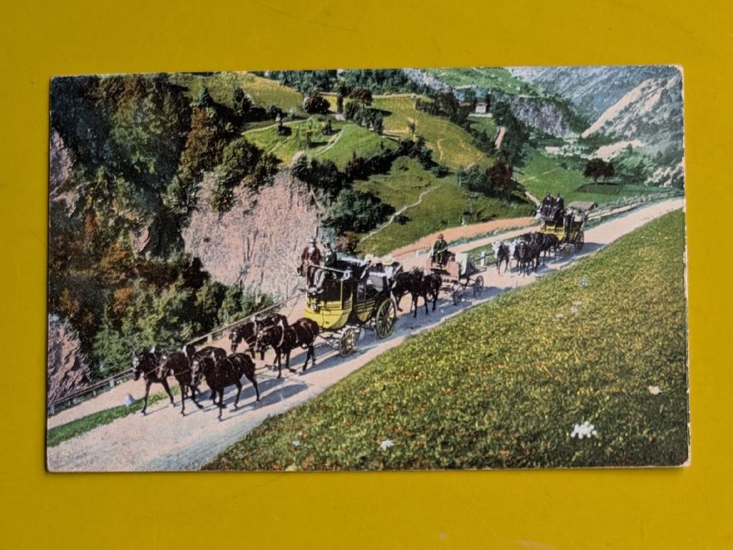 Cartoline postali: Gotthard Postkutsche, 5 Spänner,  gelaufen 1911 – Usato da Mönchaltorf venduto da Blechfreund