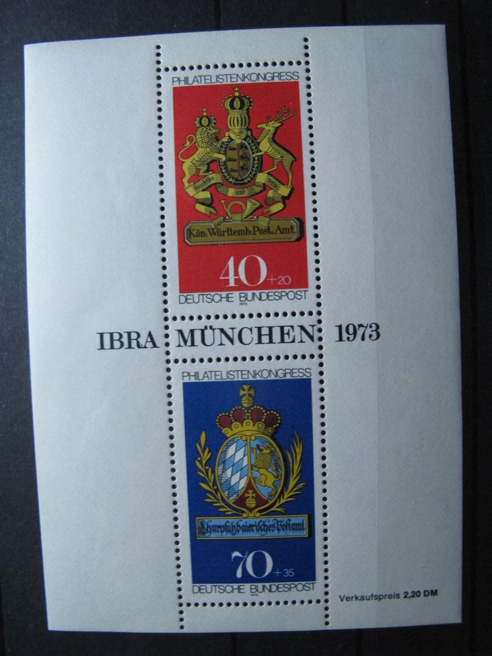 Tutti i francobolli: BRD 1973 Philatelisten Kongress Block 9  ** – Usato da Wil SG venduto da fva01
