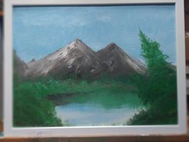 Oelgemälde 33cm x 43 Kunststoffwechselrahmen Bergsee