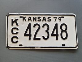 Kontrollschild Kansas 1979 KCC 42348 Metall gebraucht