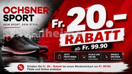 Fr. 20.— Rabatt bei Ochsner Sport Gutschein auf Alles