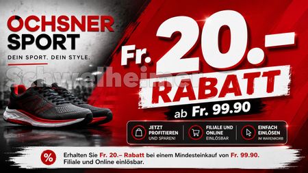 Ochsner Sport 20 CHF Gutschein auf alles
