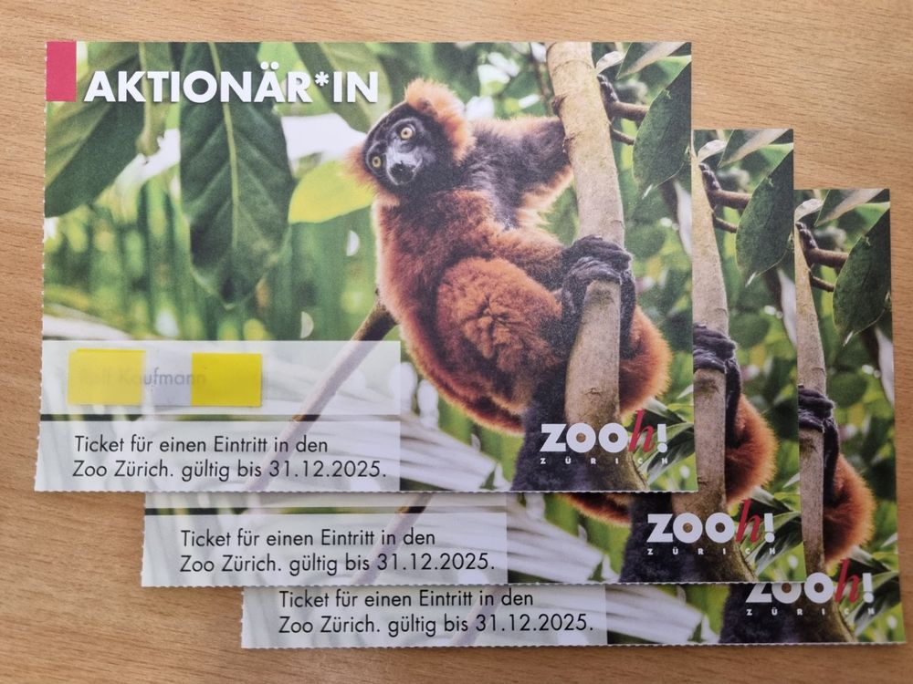 Zoo Zürich, 3 Tickets gültig bis 31.12.2025 Kaufen auf Ricardo