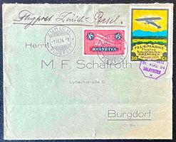 1924 Flugpost Brief Vignette Flugtag Solothurn-Grenchen  ʘ
