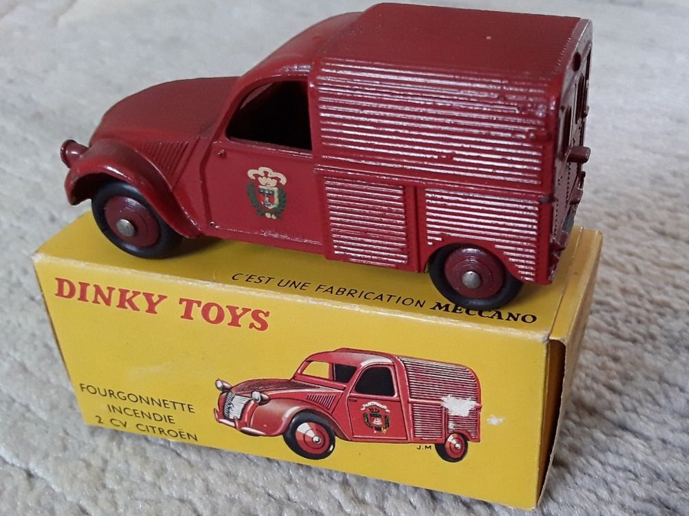 Dinky Toys 25D Citroën 2CV Fourgonnette Pompier - 1/43 - Dans Sa Boîte