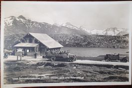 Altes Cabrio-Postauto auf dem Grimsel, animiert, ca 1930