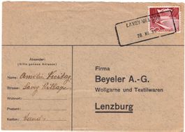 LAVEY-VILLAGE 28.XI.59 - Aushilfstempel auf Briefvorderseite