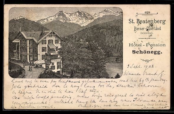 Cartoline postali: AK Beatenberg, Hotel-Pension Schönegg – Usato da Berlin venduto da bartko-reher