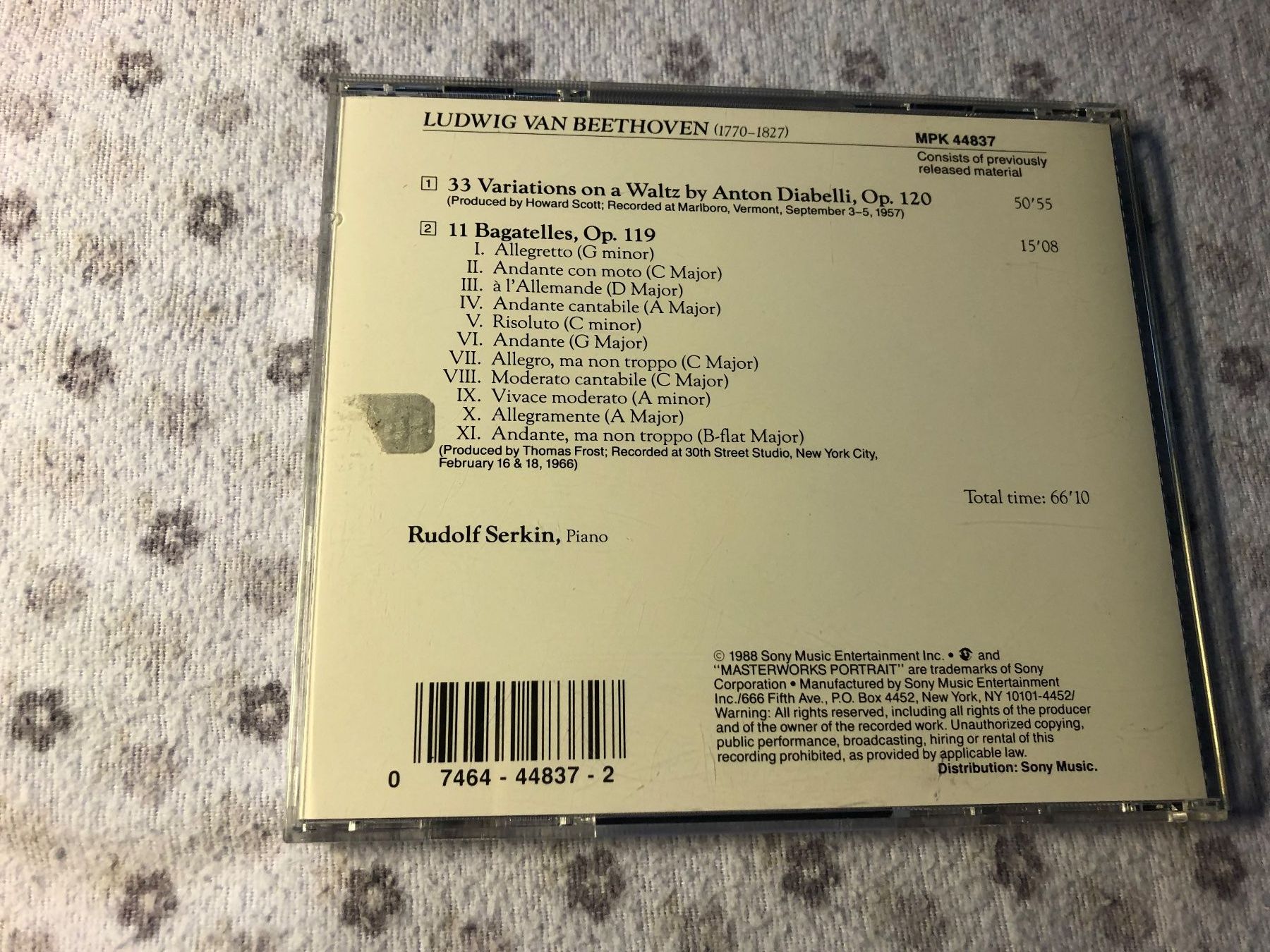 CD: Rudolf Serkin - Beethoven: Diabelli Variationen, CD – Usato da Schübelbach venduto da Bemafaja 1
