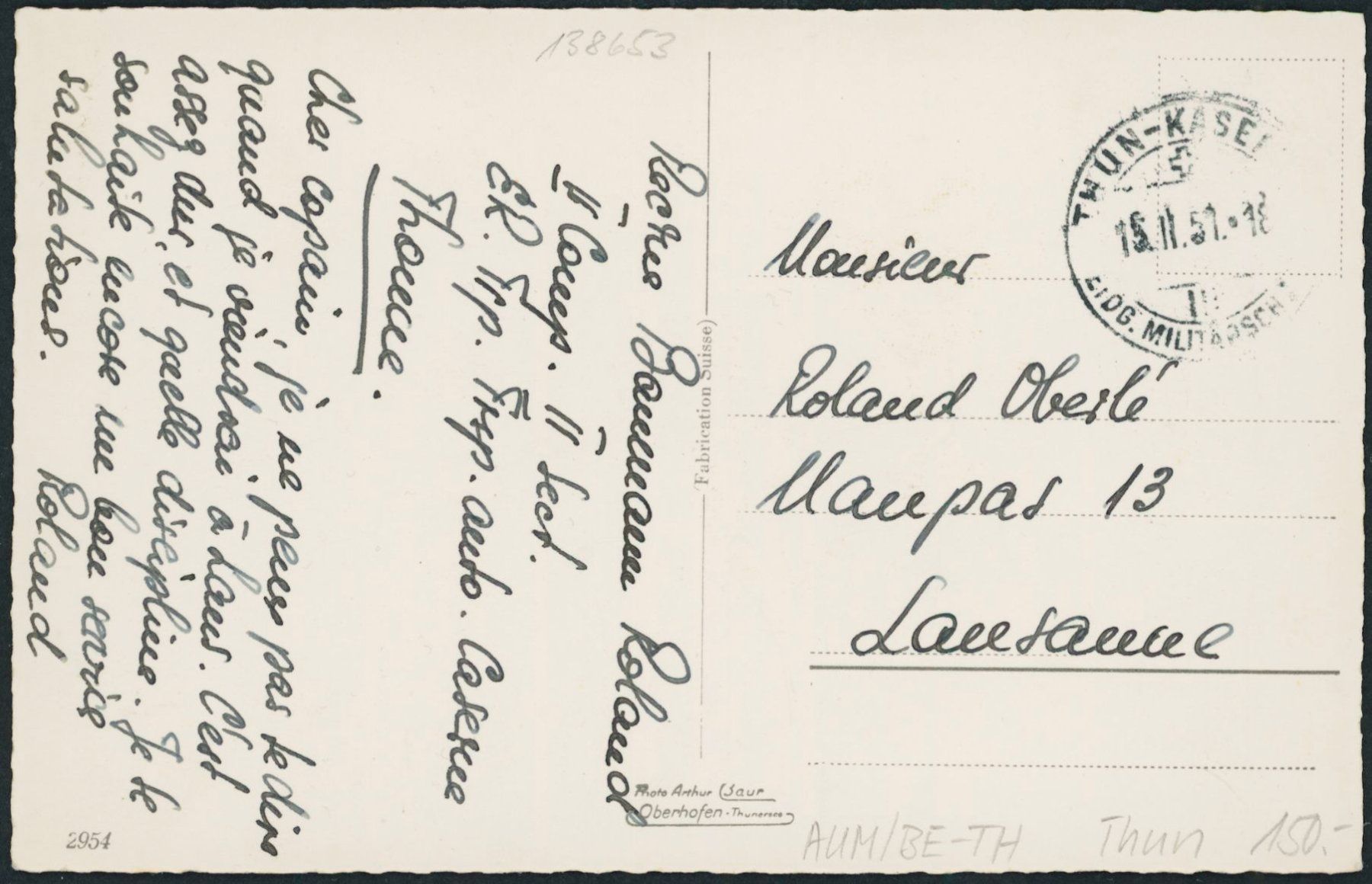 Cartoline postali: BE Thun - Auto - Lastwagen - Militär – Usato da Schindellegi venduto da dolpitz 1