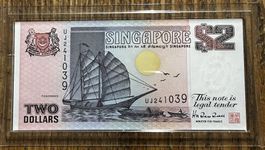 2 Dollars violet UNC Singapore 1997