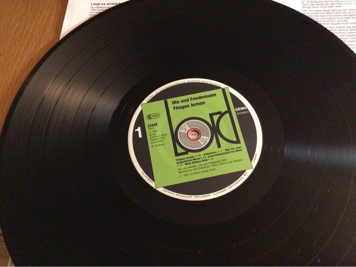 Dischi in vinile: Ute & Friedemann "Fliegen lernen" LP 1984 – Usato da Steinach venduto da Quarkie 2